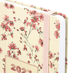 Ежедневник датированный 2027 с резинкой, 145&times;203 мм, А5, BRAUBERG, твердый, &laquo;Flower pattern&raquo;, 117831