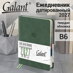 Ежедневник датированный 2027, B6, 125х173 мм, GALANT "Vivid", под кожу, зеленый, 117860