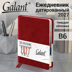 Ежедневник датированный 2027, B6, 125х173 мм, GALANT "Vivid", под кожу, красный, 117861