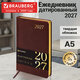 Ежедневник датированный 2027, А5, 138x213 мм, BRAUBERG "Iguana", под кожу, коричневый, 117899