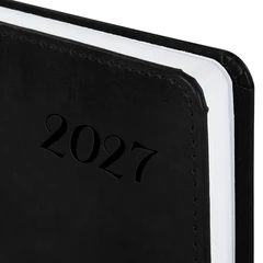 Ежедневник датированный 2027, А5, 138&times;213 мм, BRAUBERG &laquo;Legend&raquo;, под кожу, застежка, черный, 117922