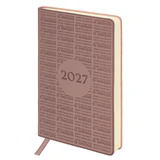 Ежедневник датированный 2027, А5, 138х213 мм, BRAUBERG "Aura", под кожу, гибкий, розовый, 117942