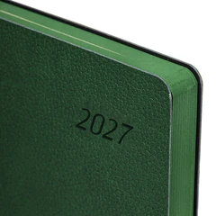 Ежедневник датированный 2027, А5, 138&times;213 мм, BRAUBERG &laquo;Stylish&raquo;, под кожу, гибкий, темно-зелёный, 117972