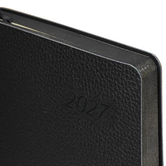 Ежедневник датированный 2027, А5, 138&times;213 мм, BRAUBERG &laquo;Stylish&raquo;, под кожу, гибкий, черный, 117978