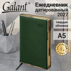 Ежедневник датированный 2027, А5, 148х218 мм, GALANT "Infinity Gold", под кожу, темно-зеленый, 118063