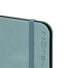 Ежедневник датированный 2027, А5, 151&times;213 мм, BRAUBERG &laquo;Note&raquo;, под кожу, держатель для ручки, серо-голубой, 118089