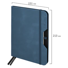 Ежедневник датированный 2027, А5, 151&times;213 мм, BRAUBERG &laquo;Note&raquo;, под кожу, держатель для ручки, синий, 118091