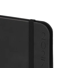 Ежедневник датированный 2027, А5, 151&times;213 мм, BRAUBERG &laquo;Note&raquo;, под кожу, держатель для ручки, черный, 118092