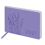 Еженедельник датированный 2027, МАЛЫЙ ФОРМАТ, 105х160 мм, А6, BRAUBERG "Imprint", тиснение, сиреневый, 118162