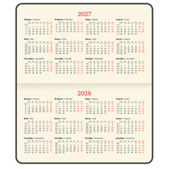 Еженедельник датированный 2027, МАЛЫЙ ФОРМАТ, 105&times;160 мм, А6, BRAUBERG &laquo;Unique&raquo;, розовый, 118215