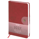 Ежедневник датированный 2027, А5, 138х213 мм, BRAUBERG "Solana", под кожу, кнопка, бургунди, 118219