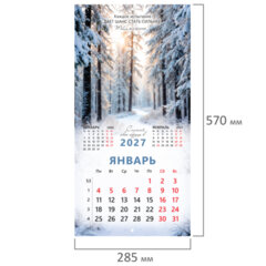Календарь настенный перекидной 2027 г., BRAUBERG, 12 листов, 28,5&times;57 см, &laquo;Вселенная&raquo;, 118412