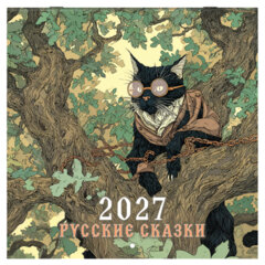 Календарь настенный перекидной 2027 г., BRAUBERG, 12 листов, 28,5&times;57 см, &laquo;Русские сказки&raquo;, 118419