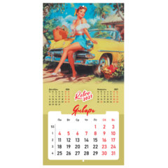 Календарь настенный перекидной 2027 г., BRAUBERG, 12 листов, 28,5&times;57 см, &laquo;Pin up&raquo;, 118421