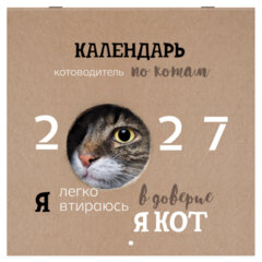 Календарь настенный перекидной 2027 г., BRAUBERG, 12 листов, 28,5&times;57 см, &laquo;Смешные котики&raquo;, 118430