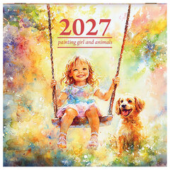 Календарь настенный перекидной 2027 г., BRAUBERG, 12 листов, 21,4&times;42,8 см, МИНИ, &laquo;Painting girl&raquo;, 118437