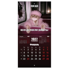 Календарь настенный перекидной 2027 г., BRAUBERG, 12 листов, 21,4&times;42,8 см, МИНИ, &laquo;Vibe meme&raquo;, 118438