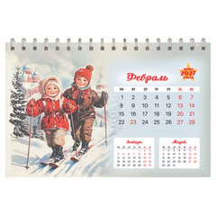 Календарь-домик настольный на гребне, 2027 г., BRAUBERG, 160&times;110 мм, 6 листов, &laquo;Советские плакаты&raquo;, 118457