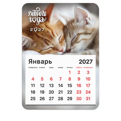 Календарь отрывной на магните на 2027 г., BRAUBERG, 130&times;180 мм, склейка, &laquo;Котики&raquo;, 118478