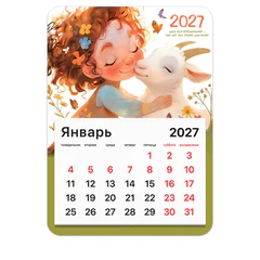 Календарь отрывной на магните на 2027 г., BRAUBERG, 130&times;180 мм, склейка, &laquo;Козочка&raquo;, 118481