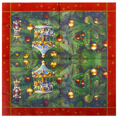 Салфетки бумажные 20 шт., 33&times;33 см, &laquo;Новогодняя карусель&raquo;, 3 слоя, европодвес, GrandPero Deluxe