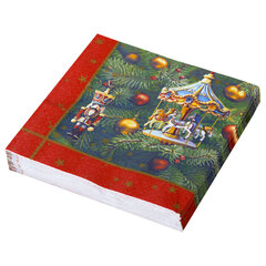 Салфетки бумажные 20 шт., 33&times;33 см, &laquo;Новогодняя карусель&raquo;, 3 слоя, европодвес, GrandPero Deluxe