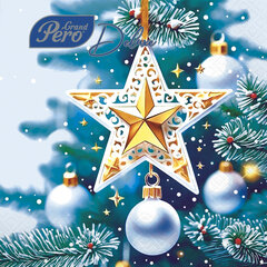 Салфетки бумажные 20 шт., 33х33 см, "Кремлевская звезда", 3 слоя, европодвес, GrandPero Deluxe