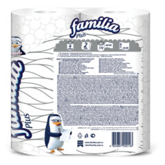 Бумага туалетная бытовая, спайка 4 шт., 2-слойная (4&times;20,4 м), FAMILIA PLUS, белая