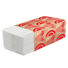 Полотенца бумажные 200 шт., FOCUS (Система H3) Premium, 2-слойные, белые, КОМПЛЕКТ 15 пачек, 23&times;20,5 см, V-сложение, 5083740