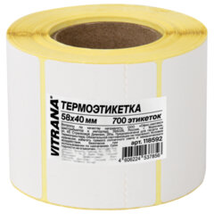 Термоэтикетки ЭКО, 58х40 мм, 700 этикеток в ролике, VITRANA (ВИТРАНА), 118592