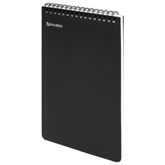 Блокнот А5, 150&times;210 мм, 60 л., гребень, пластик, клетка, BRAUBERG, черный, фольга, 118622