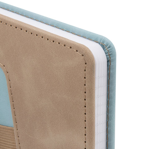 Блокнот А5, 148x218 мм, BRAUBERG "Assistant", под кожу, 80 листов, держатель, клетка, голубой, 118629 - фото 4