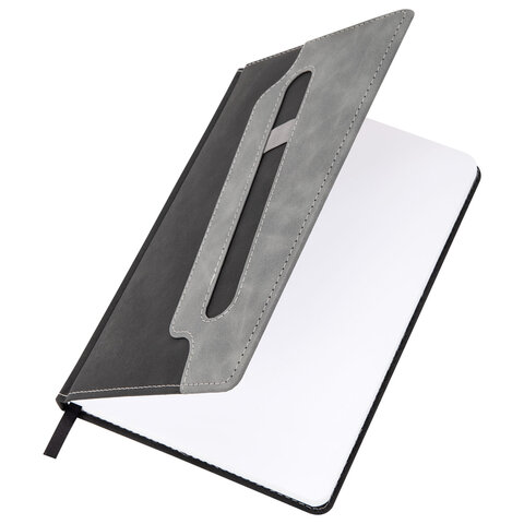 Блокнот А5, 148x218 мм, BRAUBERG "Assistant", под кожу, 80 листов, держатель, клетка, черный, 118630 - фото 5