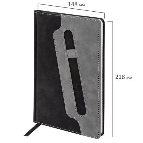 Блокнот А5, 148x218 мм, BRAUBERG "Assistant", под кожу, 80 листов, держатель, клетка, черный, 118630 - фото 7