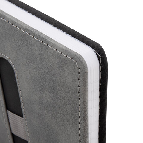 Блокнот А5, 148x218 мм, BRAUBERG "Assistant", под кожу, 80 листов, держатель, клетка, черный, 118630 - фото 4