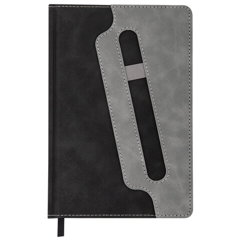 Блокнот А5, 148x218 мм, BRAUBERG "Assistant", под кожу, 80 листов, держатель, клетка, черный, 118630 - фото 3