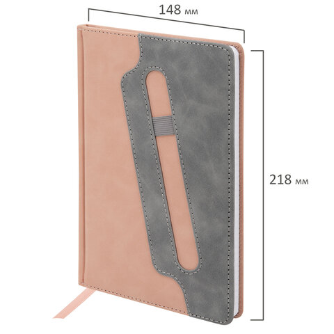 Блокнот А5, 148x218 мм, BRAUBERG "Assistant", под кожу, 80 листов, держатель, клетка, розовый, 118631 - фото 7