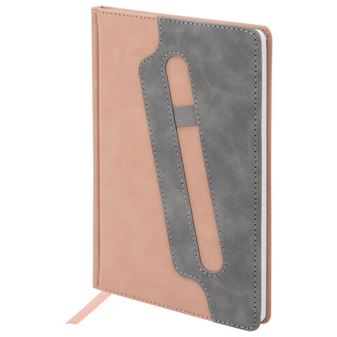 Блокнот А5, 148x218 мм, BRAUBERG "Assistant", под кожу, 80 листов, держатель, клетка, розовый, 118631 - фото 2