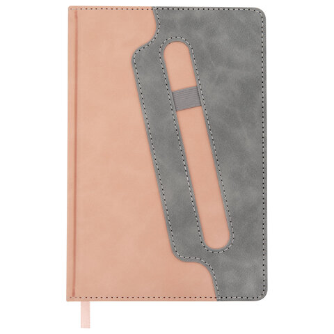 Блокнот А5, 148x218 мм, BRAUBERG "Assistant", под кожу, 80 листов, держатель, клетка, розовый, 118631 - фото 3