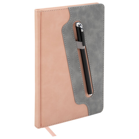 Блокнот А5, 148x218 мм, BRAUBERG "Assistant", под кожу, 80 листов, держатель, клетка, розовый, 118631 - фото 6