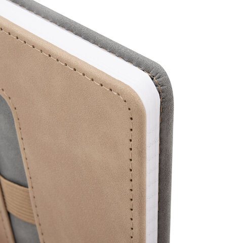 Блокнот А5, 148x218 мм, BRAUBERG "Assistant", под кожу, 80 листов, держатель, клетка, серый, 118632 - фото 4