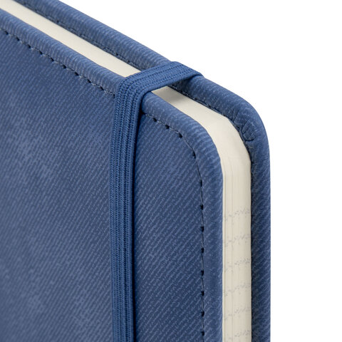 Блокнот А5, 148x218 мм, BRAUBERG "Optimal", под кожу, 80 листов, резинка, держатель для ручки, клетка, синий, 118633 - фото 4