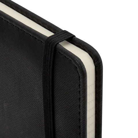 Блокнот А5, 148x218 мм, BRAUBERG "Optimal", под кожу, 80 листов, резинка, держатель для ручки, клетка, черный, 118634 - фото 4