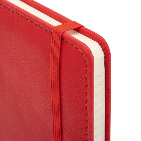 Блокнот А5, 148x218 мм, BRAUBERG "Optimal", под кожу, 80 листов, резинка, держатель для ручки, клетка, красный, 118635 - фото 4