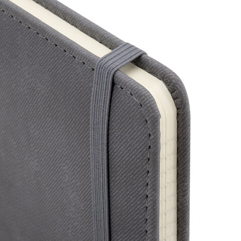 Блокнот А5, 148x218 мм, BRAUBERG "Optimal", под кожу, 80 листов, резинка, держатель для ручки, клетка, серый, 118638 - фото 4