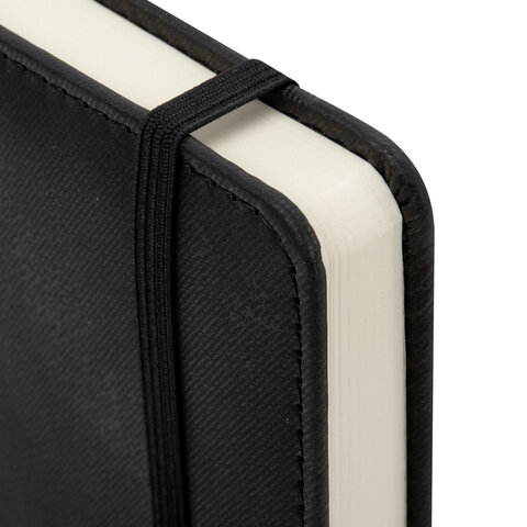 Ежедневник недатированный А5, 148x218 мм, BRAUBERG "Optimal", под кожу, 160 листов, резинка, держатель для ручки, черный, 118640 - фото 4