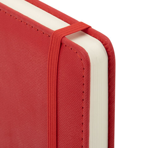 Ежедневник недатированный А5, 148x218 мм, BRAUBERG "Optimal", под кожу, 160 листов, резинка, держатель для ручки, красный, 118641 - фото 4