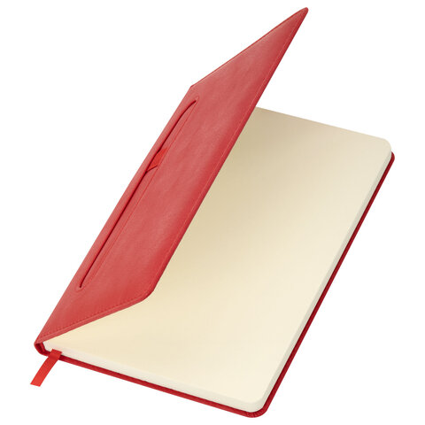 Ежедневник недатированный А5, 148x218 мм, BRAUBERG "Optimal", под кожу, 160 листов, резинка, держатель для ручки, красный, 118641 - фото 6