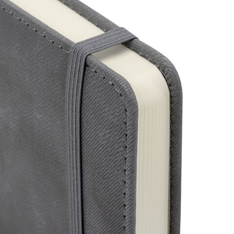 Ежедневник недатированный А5, 148x218 мм, BRAUBERG "Optimal", под кожу, 160 листов, резинка, держатель для ручки, серый, 118644 - фото 4