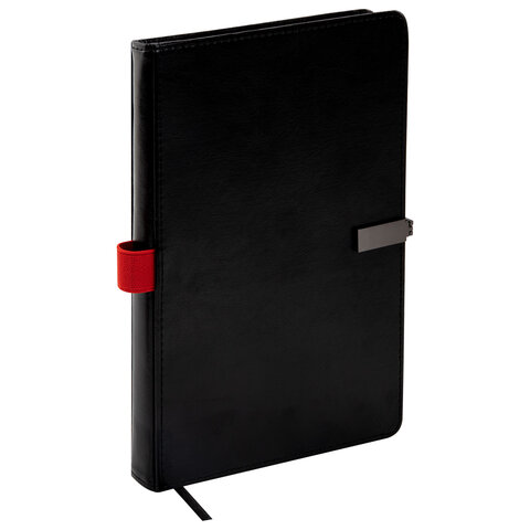 Ежедневник недатированный А5, 148x218 мм, BRAUBERG "Inspiration", под кожу, застежка, цветной срез, 160 листов, черный, 118648 - фото 5